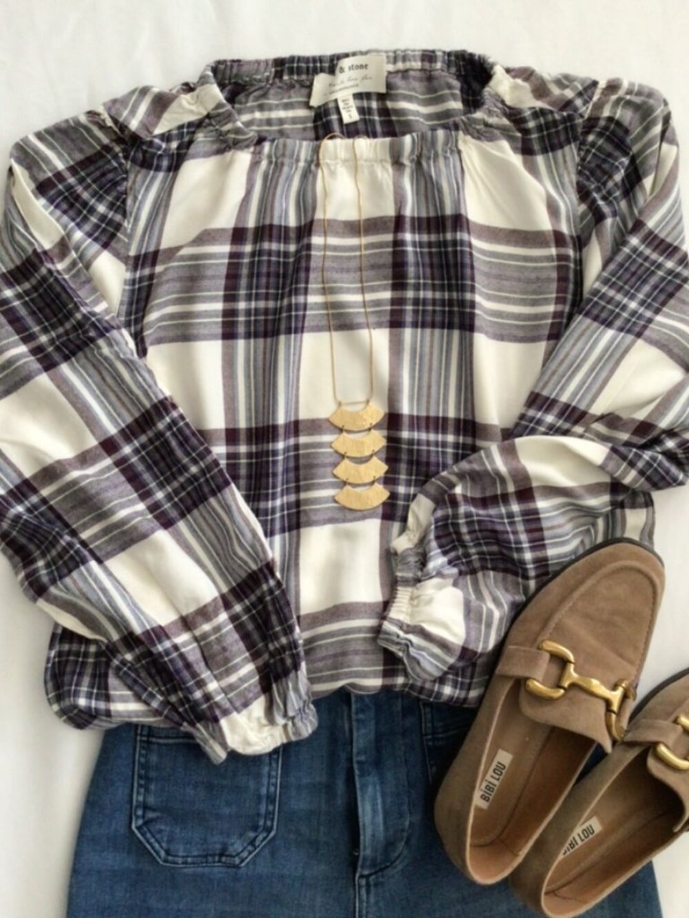 ANTHRO Bubble Plaid Flannel Blouse Sz S